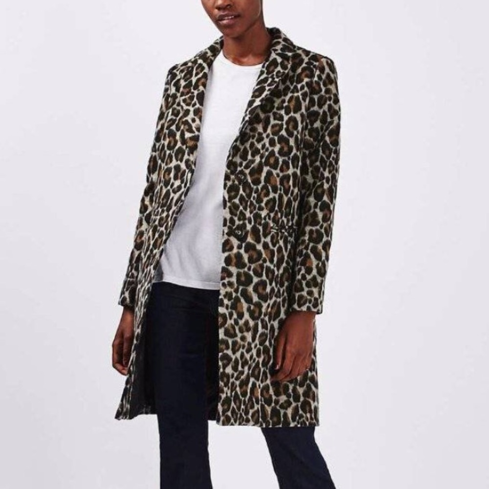 TopShop Leopard Print Wool Coat